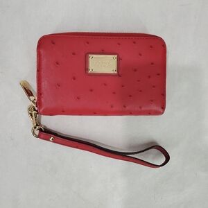Michael Kors Ostrich Leather Wristlet Red